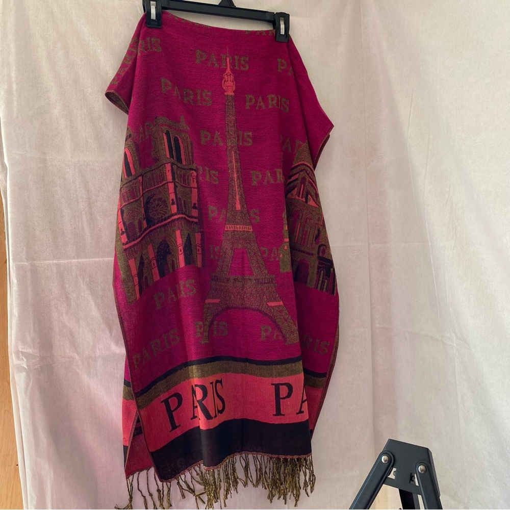 Paris Themed Pink Scarf Shawl